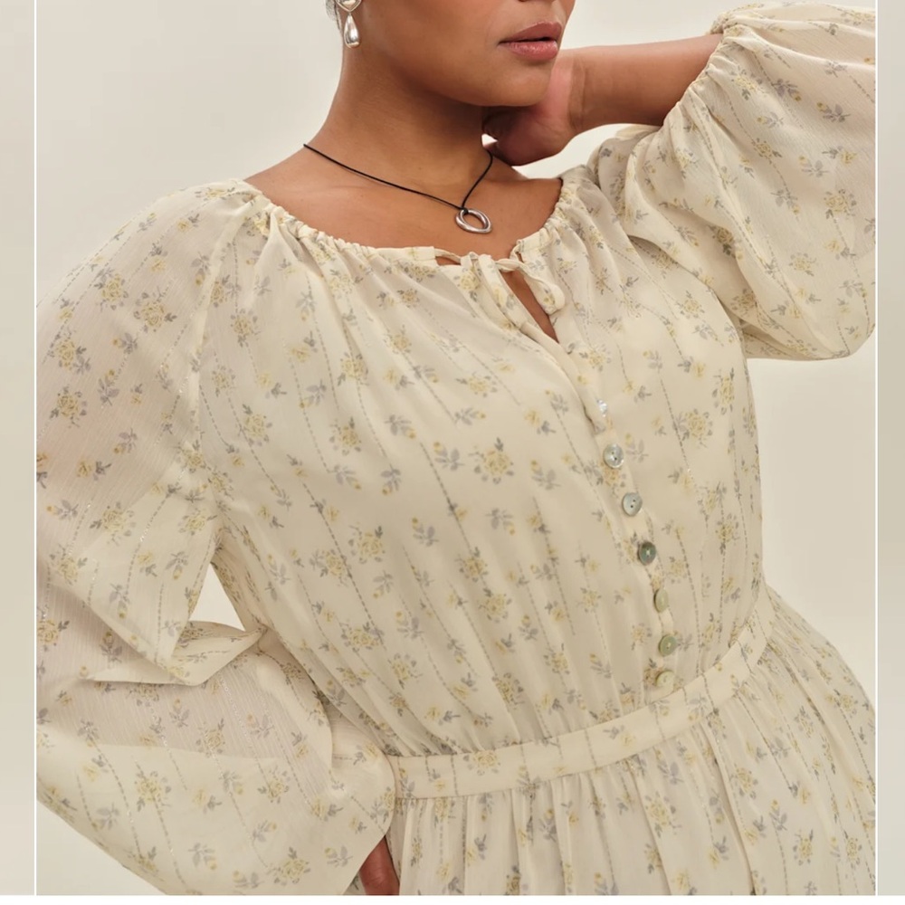 Reformation Becca Dress. Yellow long sleeve maxi dress